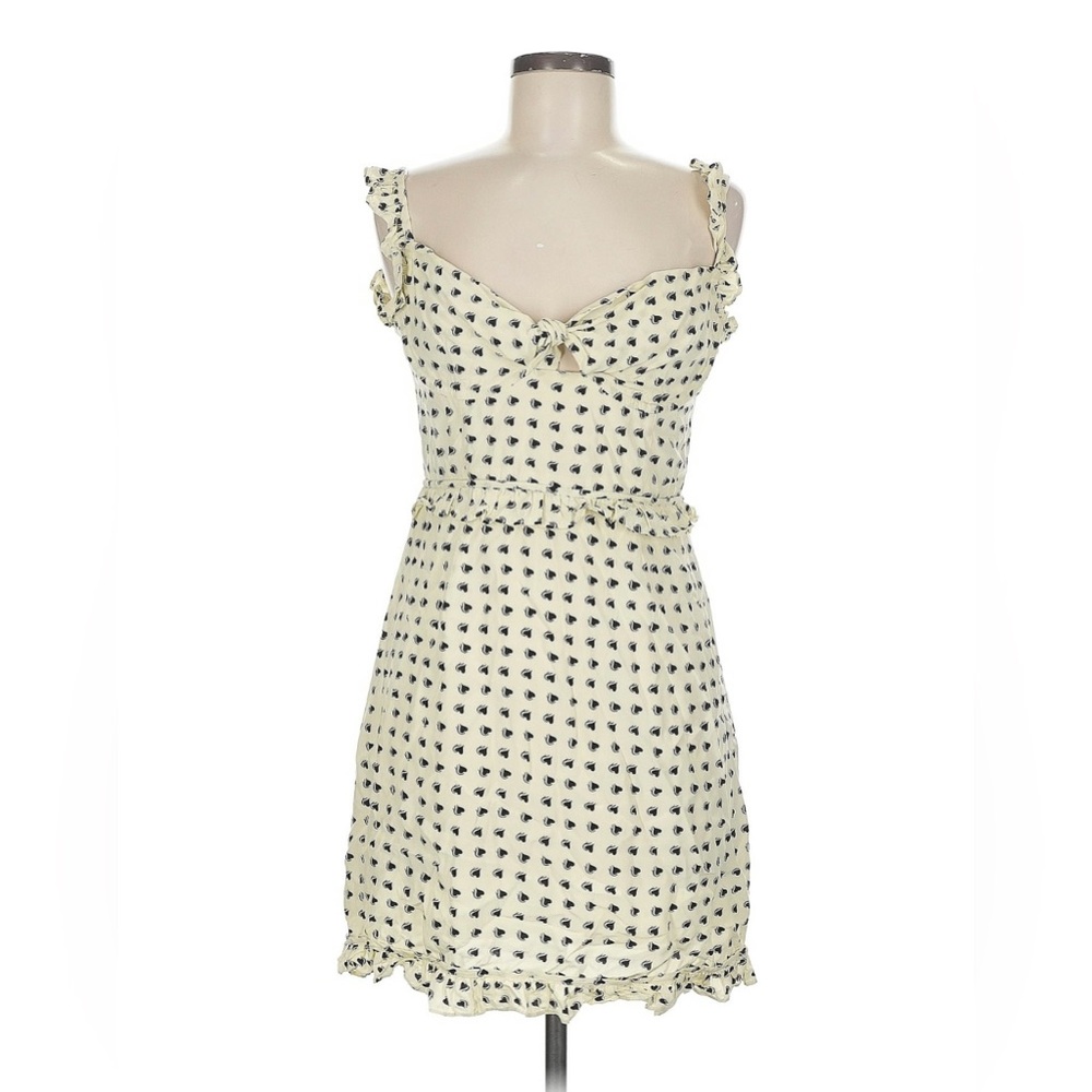 For Love And Lemons Cream Mini Dress with Black Print